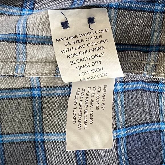 Johnnie-O Shirt Men's XXL Long Sleeve Button-Down Shirt Heather Gray Check NEW - Picture 8 of 11